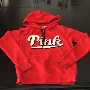 Pink red hoodie, size XS.